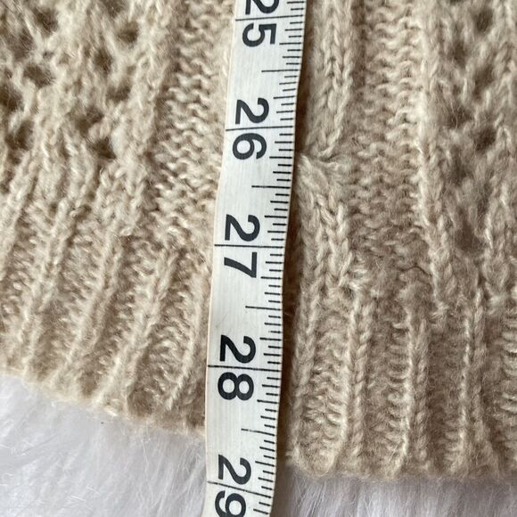 JJ Basics Sweater Sz L Cuffed Sleeves Open Knit Oatmeal Color Nordstrom Casual - Picture 8 of 9